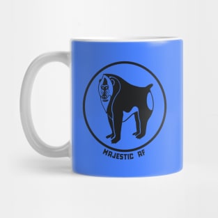 Mandrill monkey. Funny majestic dude. Stylized design, dark ink Mug